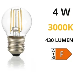 Lampadine Led-Ideal Lux Lampadina led e27 4w 3000k 430lm sfera trasparente filamento