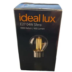 Lampadine Led-Ideal Lux Lampadina led e27 4w 4000k 490lm sfera trasparente vetro