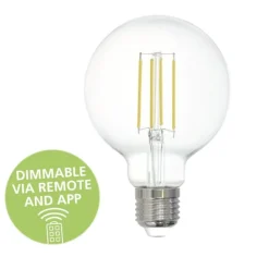 Lampadine Led-Eglo Lampadina led 6w e27 4000k dimmerabile bluetooth 806lm sfera vetro trasparente fp