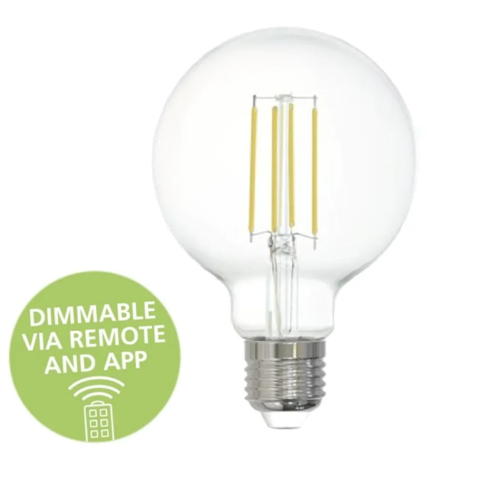 Lampadine Led-Eglo Lampadina led 6w e27 4000k dimmerabile bluetooth 806lm sfera vetro trasparente fp