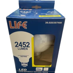 Lampadine Led-Life Electronics Lampadina life e27 16w 4000k 2452lm globo vetro bianco milky