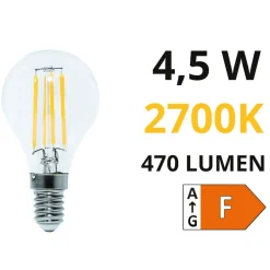 Lampadine Led-Life Electronics Lampadina minisfera led 4.5w e14 2700k 470lm vetro trasparente