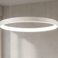 Lampadari Moderni-Selezionato da Mazzolaluce Lampadrio per camera da letto cerhcio bianco led 3000k dimmerabile