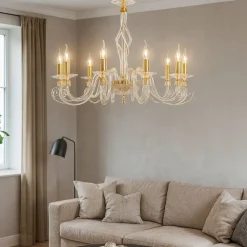 Lampadari Moderni-Ondaluce Lampadrio vetro classico 1306 per salotto 8 luci ottone