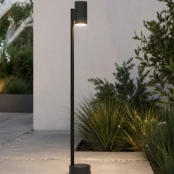 Lampioni Da Giardino-Selezionato da Mazzolaluce Lampiona da giardino moderno ip44 nero h85cm gu10