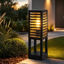 Lampioni Da Giardino-Selezionato da Mazzolaluce lampioncino basso da giardino ed esterno nero IP44 lampadine E27