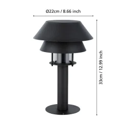 Lampioni Da Giardino-Selezionato da Mazzolaluce Lampioncino basso nero ip65 e26 vetro h33 cm
