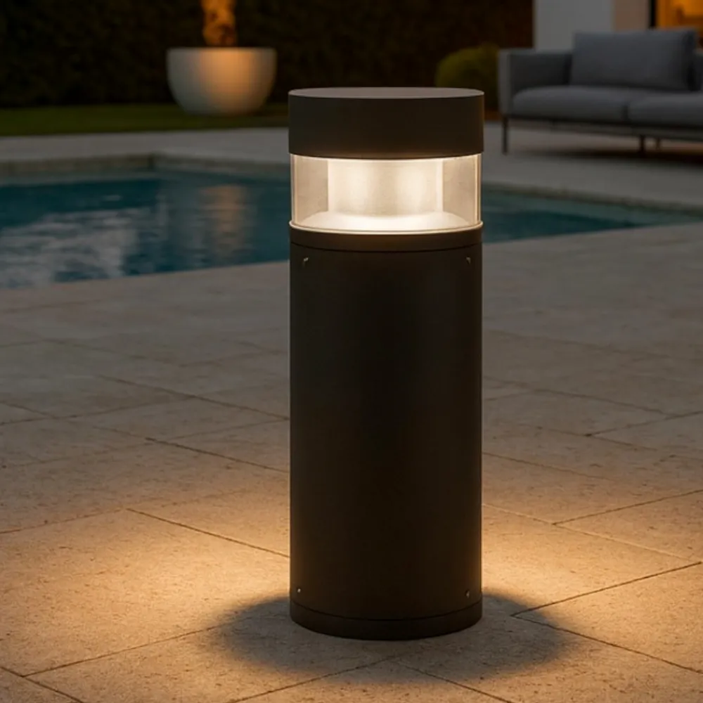Lampioni Da Giardino-Selezionato da Mazzolaluce Lampioncino cilindrico moderno led 12w 3000k da giardino ip54