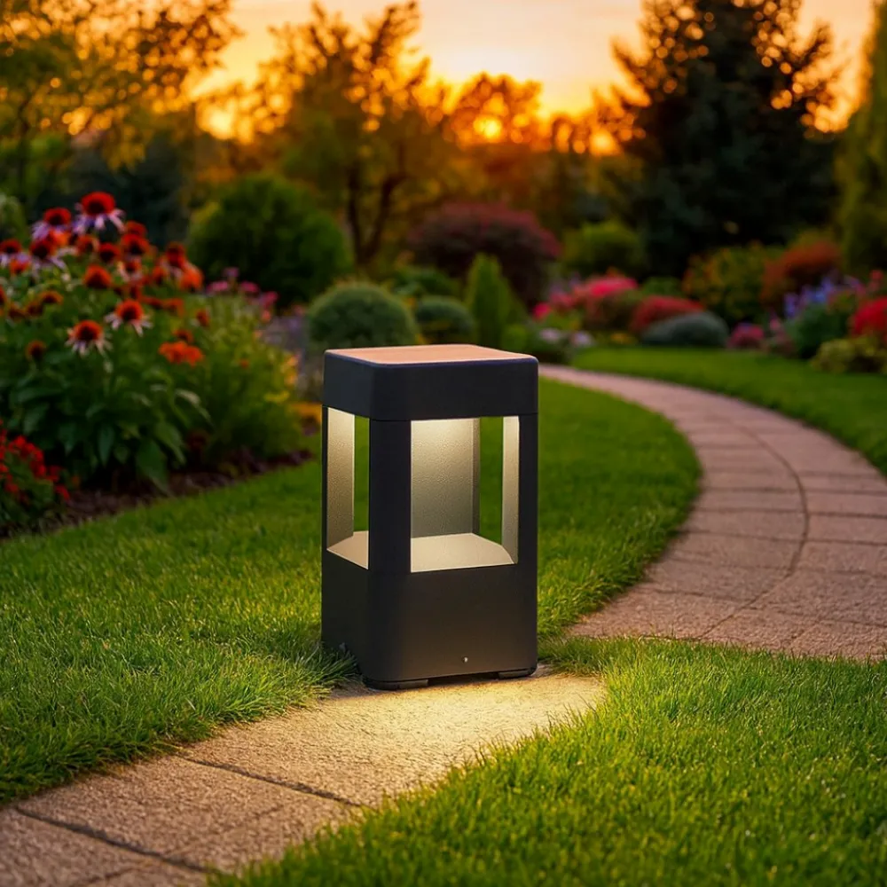 Lampioni Da Giardino-Selezionato da Mazzolaluce Lampioncino da esterno led 8w 3000k ip54 moderno antracite