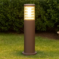 Lampioni Da Giardino-Ideal Lux Lampioncino da esterno marrone tronco pt1 h40 coffee