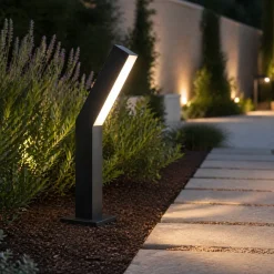 Lampioni Da Giardino-Selezionato da Mazzolaluce Lampioncino da esterno moderno ip44 nero led 3000k h36 cm