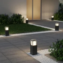 Lampioni Da Giardino-Selezionato da Mazzolaluce Lampioncino da giardino anti corrosione moderno antracite led 14w cct