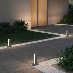 Lampioni Da Giardino-Selezionato da Mazzolaluce Lampioncino da giardino antracite moderno led 11w 3000k ip44