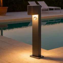 Lampioni Da Giardino-Selezionato da Mazzolaluce Lampioncino da giardino antracite moderno con sensore di movimento