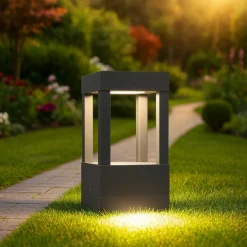 Lampioni Da Giardino-Selezionato da Mazzolaluce Lampioncino da giardino moderno quadrato led 5w 3000k antracite