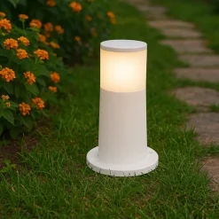 Lampioni Da Giardino-Top Light Lampioncino da giardino moderno cilindro bianco 40cm loano