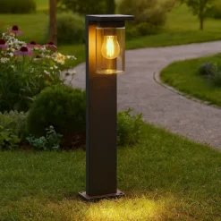 Lampioni Da Giardino-Selezionato da Mazzolaluce Lampioncino da giardino nero con sensore crepuscolare