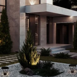 Lampioni Da Giardino-Selezionato da Mazzolaluce Lampioncino da giardino nero led 16w 3000k design moderno