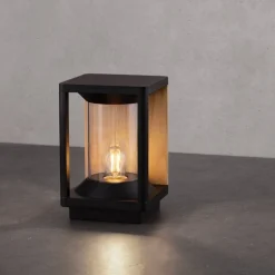 Lampioni Da Giardino-Selezionato da Mazzolaluce Lampioncino da giardino quadrato nero legno per esterni