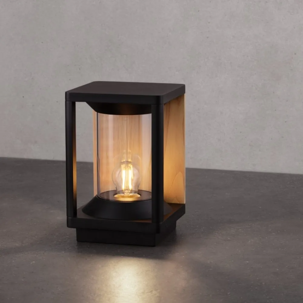 Lampioni Da Giardino-Selezionato da Mazzolaluce Lampioncino da giardino quadrato nero legno per esterni