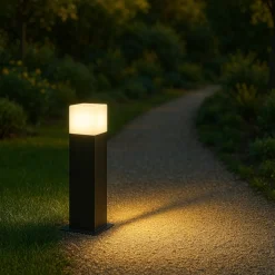 Lampioni Da Giardino-Gea Luce Lampioncino da giardino squadrato antracite adipi