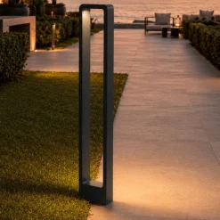 Lampioni Da Giardino-Selezionato da Mazzolaluce Lampioncino led 10w 3000k design moderno grigio antracite per esterno giardino