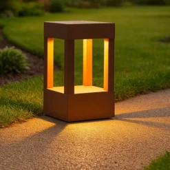 Lampioni Da Giardino-Selezionato da Mazzolaluce Lampioncino moderno da esterno giardino led 5w 3000k ip54 marrone corten