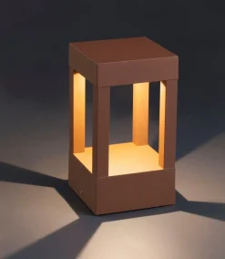 Lampioni Da Giardino-Selezionato da Mazzolaluce Lampioncino moderno da esterno giardino led 5w 3000k ip54 marrone corten