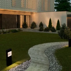 Lampioni Da Giardino-Selezionato da Mazzolaluce Lampioncino moderno nero da giardino led 4w 3000k