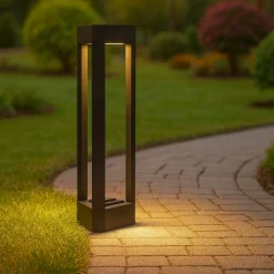 Lampioni Da Giardino-Selezionato da Mazzolaluce Lampioncino nero design moderno per giardino led 9w 3000k