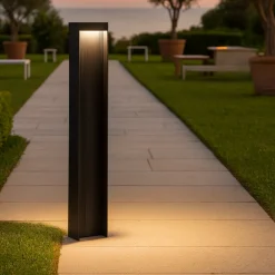 Lampioni Da Giardino-Selezionato da Mazzolaluce Lampioncino nero moderno rettangolare led 8w 3000k ip65 da giardino