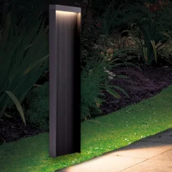 Lampioni Da Giardino-Selezionato da Mazzolaluce Lampioncino nero moderno rettangolare led 8w 3000k ip65 da giardino