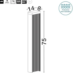 Lampioni Da Giardino-Selezionato da Mazzolaluce Lampioncino nero moderno rettangolare led 8w 3000k ip65 da giardino