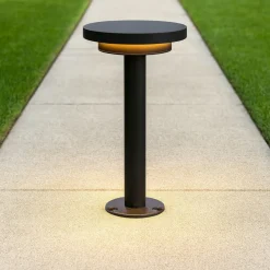 Lampioni Da Giardino-Selezionato da Mazzolaluce Lampioncino per esterni nero disco led 12w 3000k