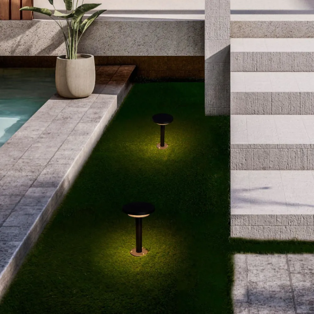 Lampioni Da Giardino-Selezionato da Mazzolaluce Lampioncino per esterni nero disco led 12w 3000k