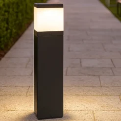 Lampioni Da Giardino-Selezionato da Mazzolaluce Lampioncino rettangolare grigio da giardino moderno h50 cm