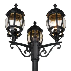Lampioni Da Giardino-Selezionato da Mazzolaluce Lampione alto classico da giardino 3 luci lanterne nero