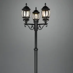Lampioni Da Giardino-Selezionato da Mazzolaluce Lampione alto classico da giardino 3 luci lanterne nero