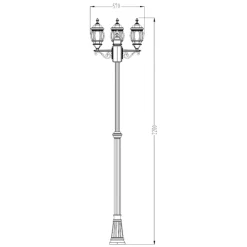 Lampioni Da Giardino-Selezionato da Mazzolaluce Lampione alto classico da giardino 3 luci lanterne nero
