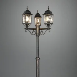 Lampioni Da Giardino-Selezionato da Mazzolaluce Lampione alto da giardino classico antico 3 luci lanterne ruggine