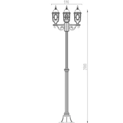 Lampioni Da Giardino-Selezionato da Mazzolaluce Lampione alto da giardino classico antico 3 luci lanterne ruggine