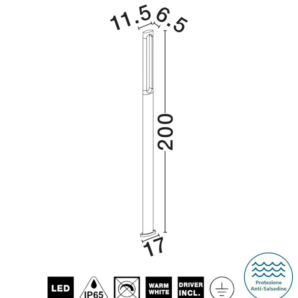 Lampioni Da Giardino-Selezionato da Mazzolaluce Lampione alto da giardino led 11w 3000k antracite