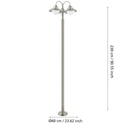 Lampioni Da Giardino-Eglo Lampione alto per esterno giardino acciaio inox 3 luci sydney