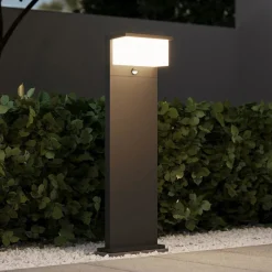 Lampioni Da Giardino-Selezionato da Mazzolaluce Lampione antracite da giardino moderno 13w 3000k con sensore di movimento