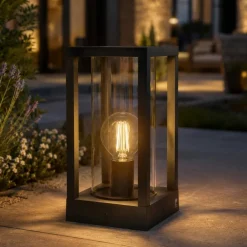 Applique Da Esterno-Selezionato da Mazzolaluce Lampione basso da giardino ip54 nero lampadine e27