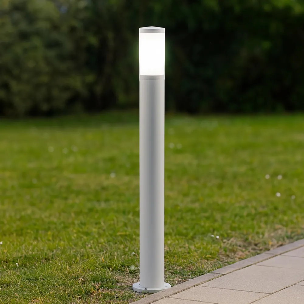 Lampioni Da Giardino-Selezionato da Mazzolaluce Lampione bianco da giardino moderno paletto 80cm ip65