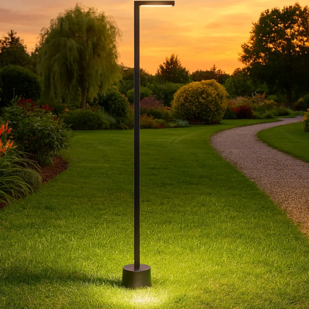 Lampioni Da Giardino-Selezionato da Mazzolaluce Lampione 95cm sottile moderno nero da giardino led anti salsedine
