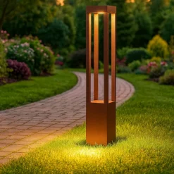 Lampioni Da Giardino-Selezionato da Mazzolaluce Lampione corten marrone led 10w 3000k da esterno ip54 illuminazione giardino
