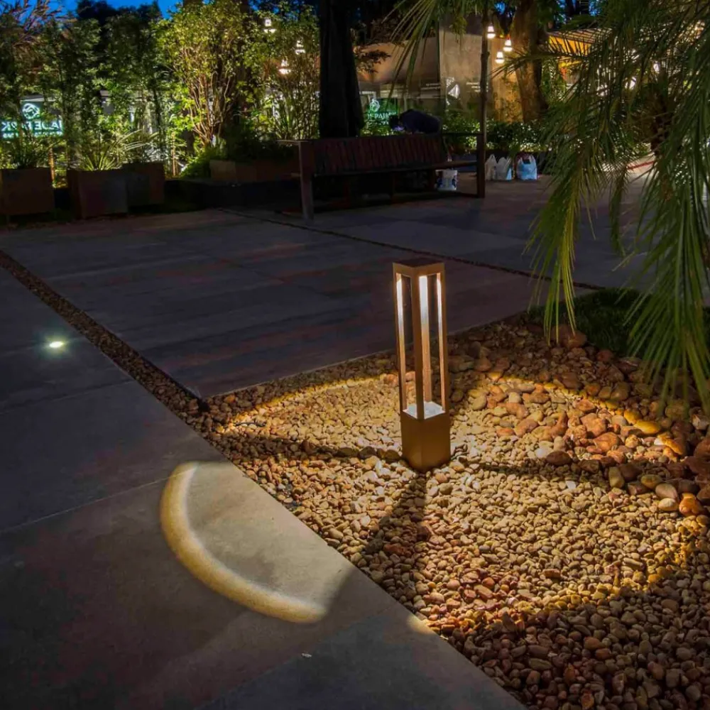 Lampioni Da Giardino-Selezionato da Mazzolaluce Lampione corten marrone led 10w 3000k da esterno ip54 illuminazione giardino