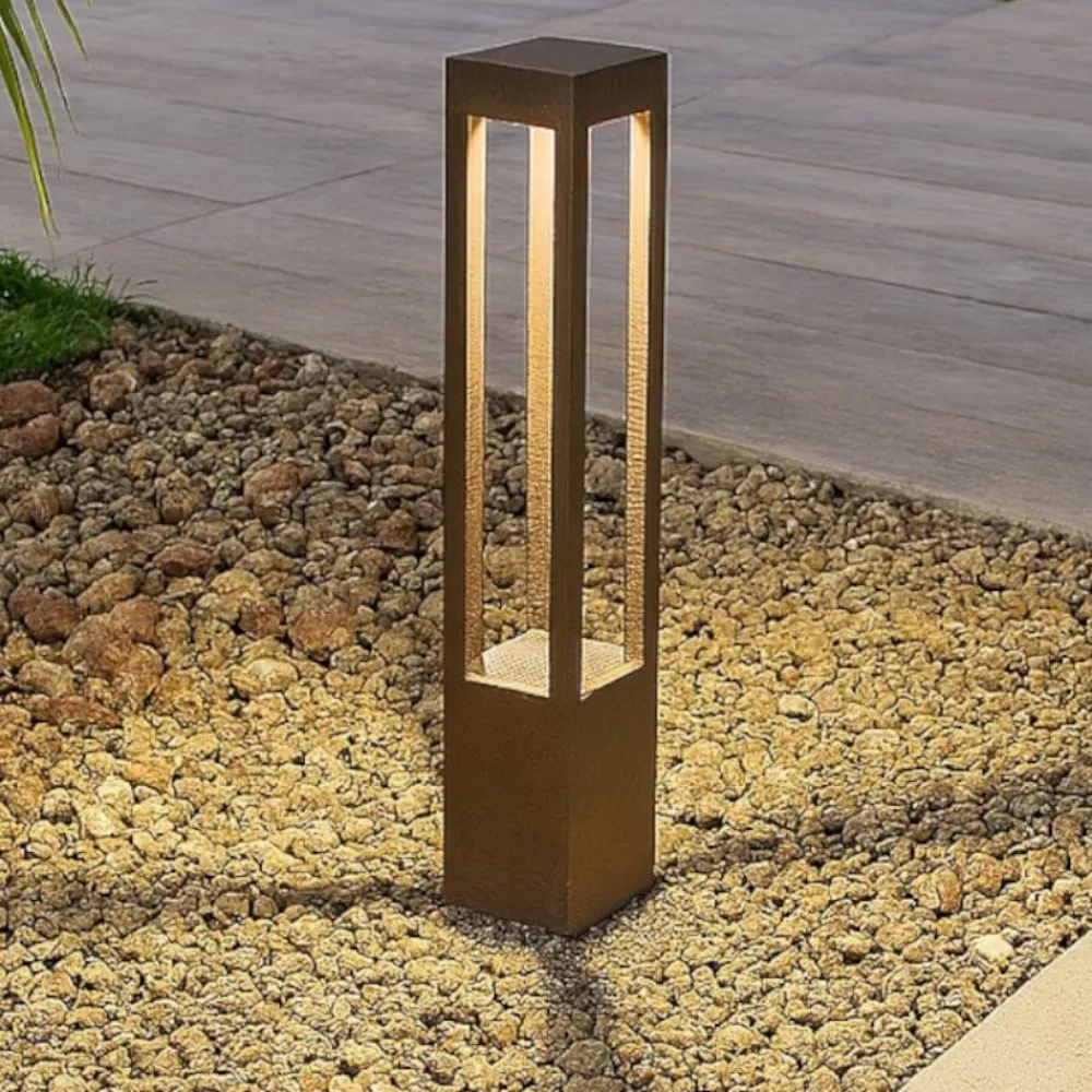 Lampioni Da Giardino-Selezionato da Mazzolaluce Lampione corten marrone led 10w 3000k da esterno ip54 illuminazione giardino